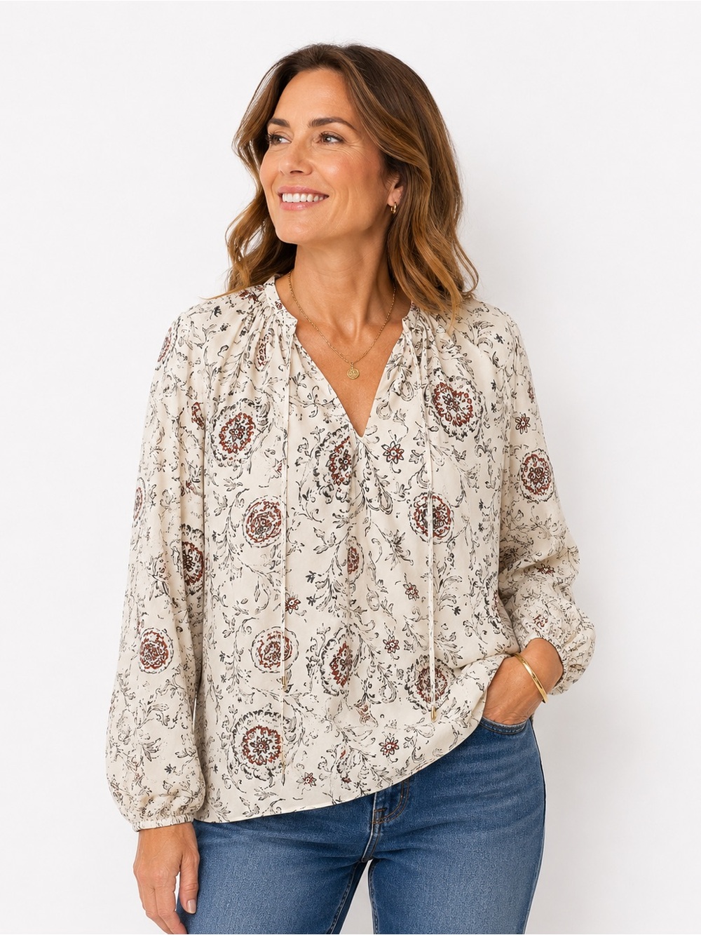 Ann Taylor Blouse Size XL lightweight top work attire or casual wear medallion